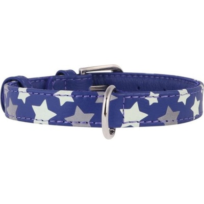 COLLAR Светещ кожен нашийник с звездички, лилав 30 - 39см, 20мм