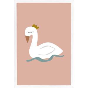 Bloomingville Mini Плакат за стена в бяла рамка Лебед, 45 x 65 cm Xander - Bloomingville Mini (82044144)