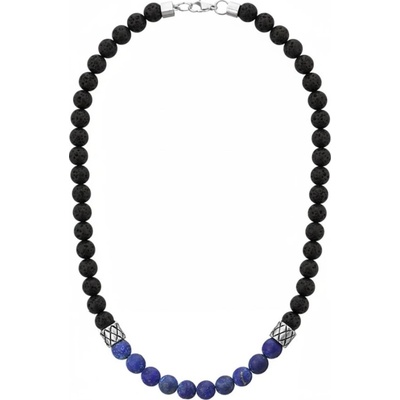 Manoki Pánský korálkový náhrdelník lávový kámen, lapis lazuli X-NH1360/50 Modrá