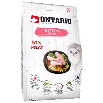 ONTARIO KITTEN CHICKEN DUCK cat food - суха храна за подрастващи котенца от 1 до 12 месеца с пилешко месо и пуйка 0, 4 кг, Чехия 213-10033