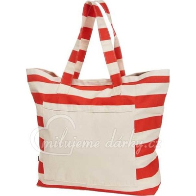 bavlněná nákupní nebo plážová taška s červeno-bílými pruhy