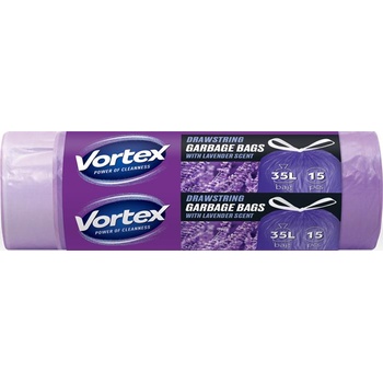 Vortex Торба за боклук с уплътнителна лента, 35 л, 15 бр. , 50x60 см, HDPE, 15 , VORTEX, с аромат на лавандула MSZ3515VORTEXSCENTLA (7707)