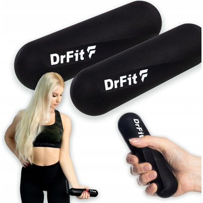DrFit Pevné potiahnuté/gumované činky 2 x 1 kg