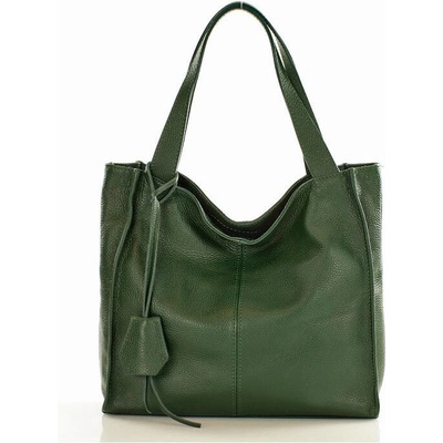 Mazzini GENUINE LEATHER Moderní kožená shopperka zelená