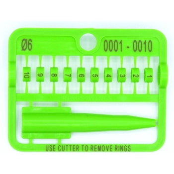 E-Z Split Ring Kroužky číselné, 6 mm/ zelené 1-10
