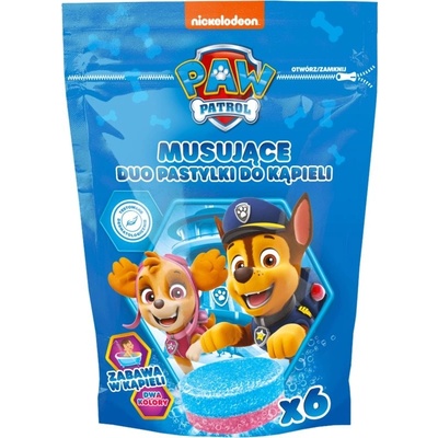 Nickelodeon Paw Patrol Bath Pills farebné šumivé tablety do kúpeľa 6 x 20 g
