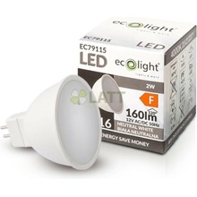 Ecolight LED žiarovka MR16 12V 2W neutrálna biela