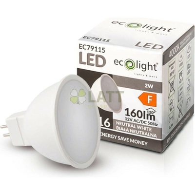 Ecolight LED žiarovka MR16 12V 2W neutrálna biela