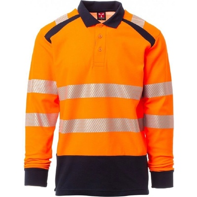 Payper ROAD WINTER Reflexná polokošeľa Fluorescent orange-Navy blue XS