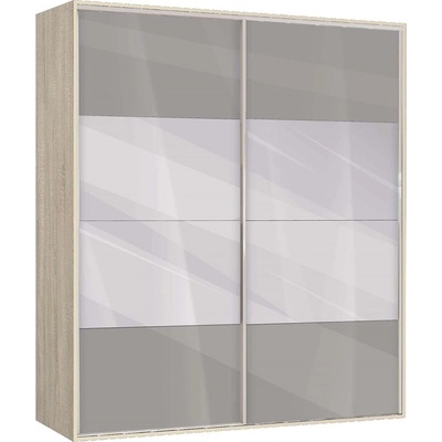 Bogdan Furniture G Двукрилен гардероб с плъзгащи врати Мебели Богдан Модел bm-ava 51, сив гланц със сонома