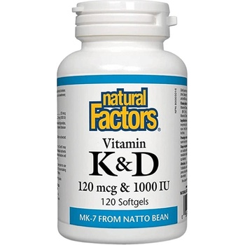 Image 1 of Natural Factors Vitamin K 120 mcg & Vitamin D 1000 IU [120 Гел капсули]