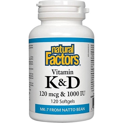 Natural Factors Vitamin K 120 mcg & Vitamin D 1000 IU [120 Гел капсули]