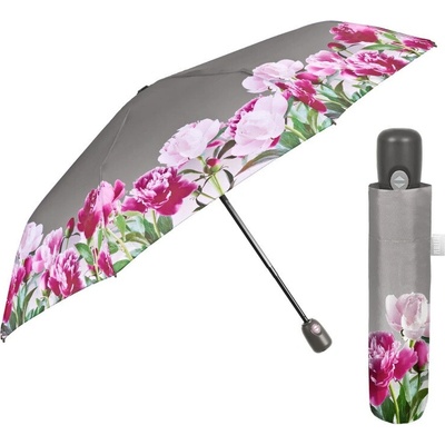 Perletti dámsky plnoautomatický dáždnik Time Flowers 26492 sivý