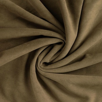 Zateplený semiš SUEDE sherpa stretch - Zelená khaki