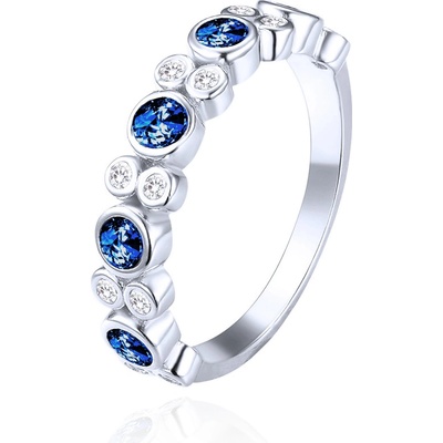 Minet Stříbrný prsten s bílými a modrými zirkony JMAS0287BR