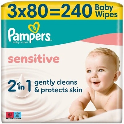 Pampers Sensitive Baby Dětské Čisticí Ubrousky 3 x 80 ks