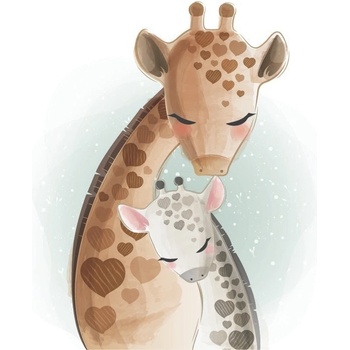 Plakát Žirafí maminka s dítětem