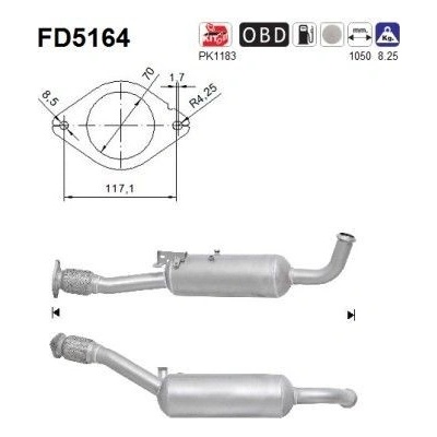 Filtr sazových částic, výfukový systém AS FD5164