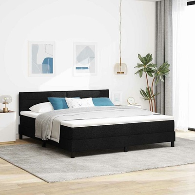 Postel s boxspringem s čelo Černý 200 x 180 cm textil