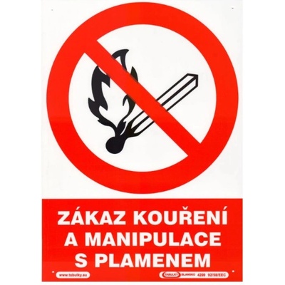 Zákaz kouření a manipulace s plamenem 210x297 mm - plast