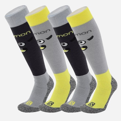 Salomon Lyžiarske merino ponožky JR Diablo Grey/Yellow Žltá