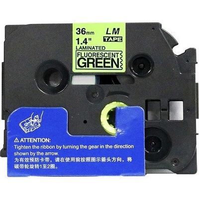 Compatible Съвместима лента с Brother TZ-D61/TZe-D61, сигнал 36mm x 8m, черен печат/зелен фон (TZeD61)