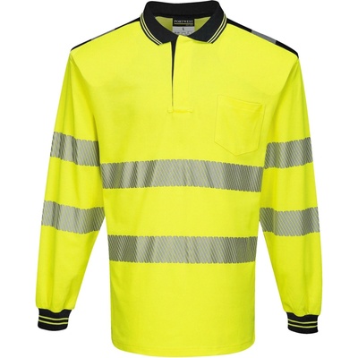 Portwest HI-VIS PW3 T184 Reflexná polokošeľa dl. rukáv HV žltá/čierna XS