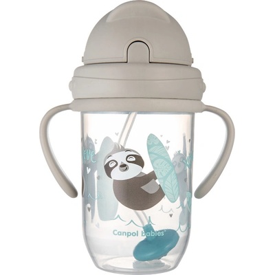 Canpol babies Чаша със сламка Canpol - Exotic, 270ml, Сива (56/606_grey)
