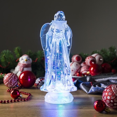 MagicHome Dekorace Vánoce Anděl LED měnící barvy s plovoucími třpytkami PE 3xAAA 10x25 ST8091146
