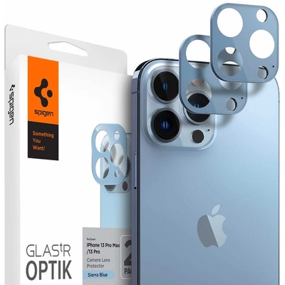 Spigen Optik Lens Protector - комплект 2 броя предпазни стъклени протектора за камерата на iPhone 13 Pro, iPhone 13 Pro Max (син)