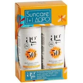 AG PHARM Слънцезащитен крем за лице без цвят с UVA и UVB филтри , Ag Pharm Sunscreen Face Cream SPF50+ Without Color 1 + 1 Gift 50ml