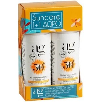 Image 1 of AG PHARM Слънцезащитен крем за лице без цвят с UVA и UVB филтри , Ag Pharm Sunscreen Face Cream SPF50+ Without Color 1 + 1 Gift 50ml