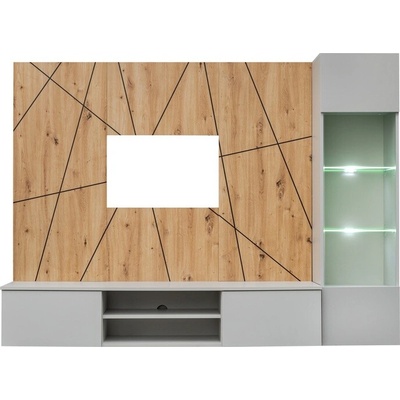 Sconto Obývacia stena XORA 2 dub artisan/sivá