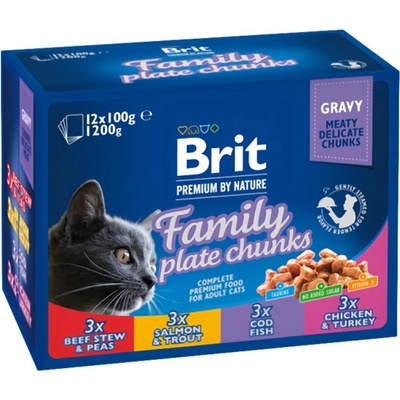 Brit Premium by Nature hovädzie hydina losos treska 12 x 100 g