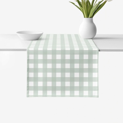 Goldea behúň 100% bavlnené plátno šalviovo zelené kocky 35x160 cm