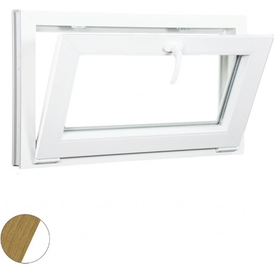 Aluplast Sklopné plastové okno 800x500 mm Přírodní dub/bílá, Dvojsklo Ug= 1,1