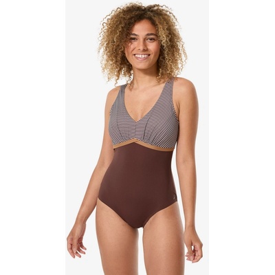 Decathlon Dámske jednodielne plavky Rosy na aquafitness hnedé