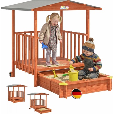 Spielwerk 109564 Pískoviště s verandou Merle masivní smrk 130x130x143cm