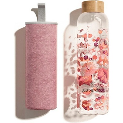 Waterdrop Glass Waterdrop Edition sklenená fľaša na vodu 600 ml + obal na fľašu