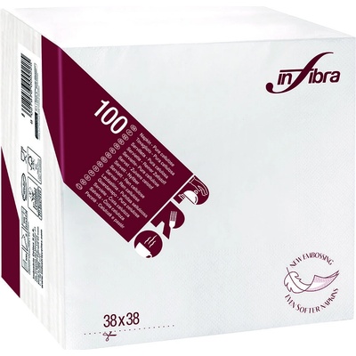 Celtex papírové ubrousky INFIBRA New Soft-touch 2V 38x38cm bílá 100ks