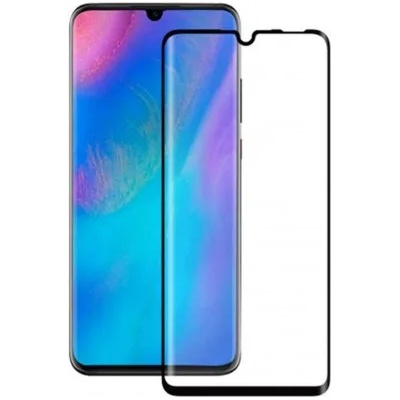 Huawei Стъклен протектор за целият екран Full Glue за Huawei P30 Lite , черна рамка