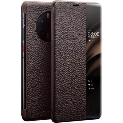 Qialino Активен Кожен Калъф за Huawei Mate 50 Pro, Qialino Smart Book Case, Кафяв (5906601118615)