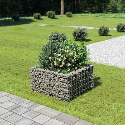 VidaXL Gabionový vyvýšený záhon pozinkovaná ocel 90 x 90 x 50 cm