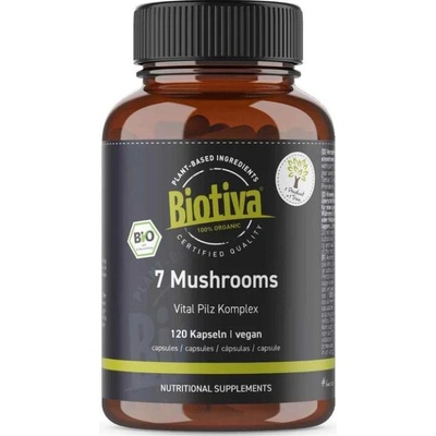 Biotiva Bio Reishi + Shiitake + Chaga komplex 7 hub 120 kapslí