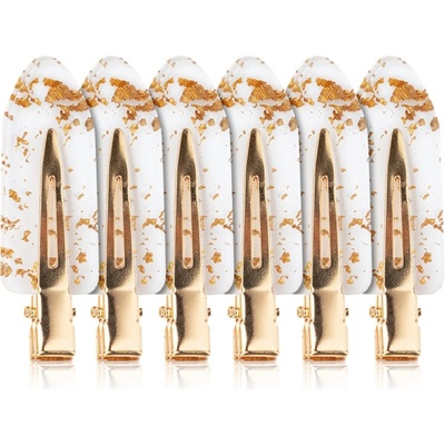 Brushworks Gold Flake No Crease Clips фиби за коса прозрачно 6 бр