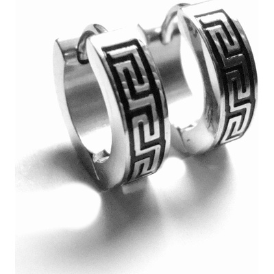 Steel Jewelry náušnice kroužky s řeckým vzorem z chirurgické oceli NS090346