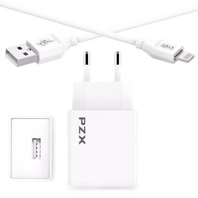 Зарядно устройство PZX C882E, от контакт към 1x USB Type-A(ж), 3.1A, бяло, с включен Lightning кабел (C882E Lightning)