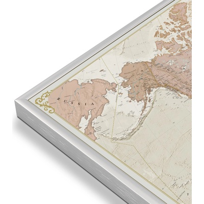 Maps International Svět - nástěnná mapa Antique 136 x 84 cm Varianta: mapa v hliníkovém rámu, Provedení: stříbrný rám