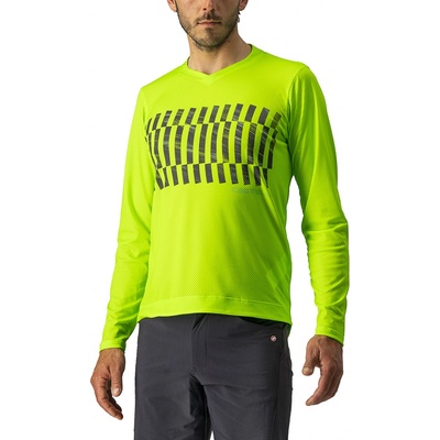 Castelli Trail Tech LS Tee CST-Trail-Tech-LS-Tee-030-dark-gray/black-electric-lime