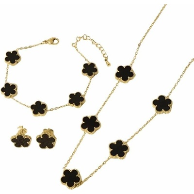 Glory Dámsky oceľový set Clover black zlatý 662